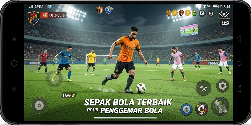 Tangkapan layar utama menunjukkan momen menegangkan dalam permainan sepak bola.