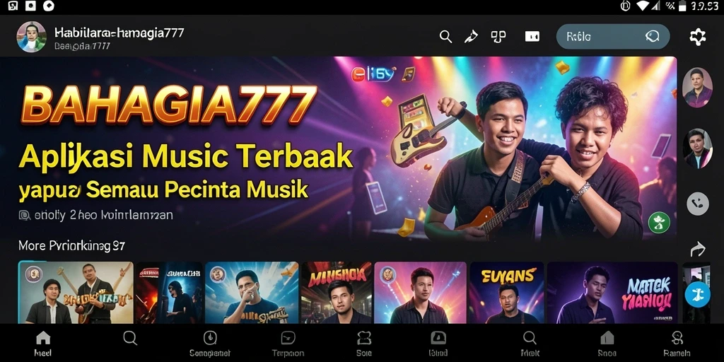 Screenshot BAHAGIA777 menampilkan antarmuka yang menarik saat mendengarkan musik.