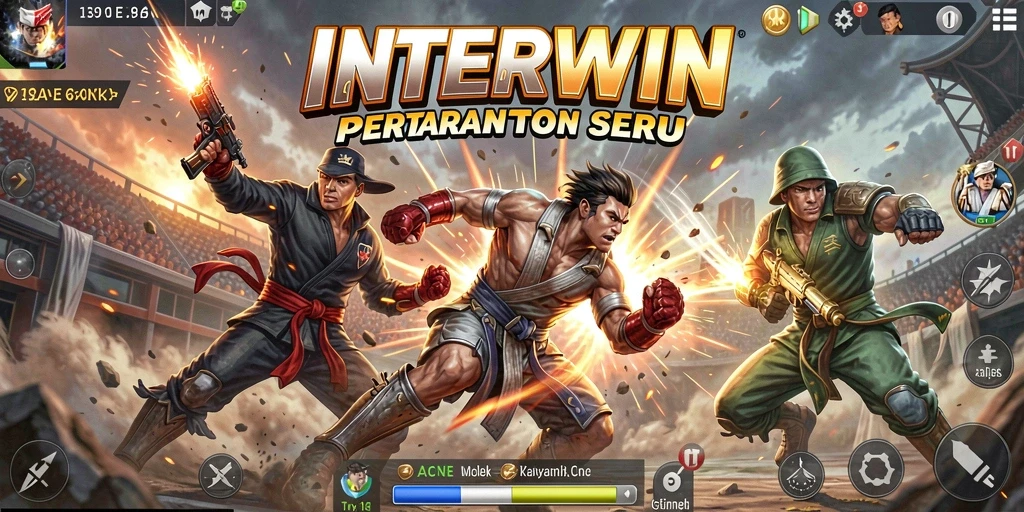 Screenshot INTERWIN menampilkan aksi pertarungan yang intens dan menegangkan.