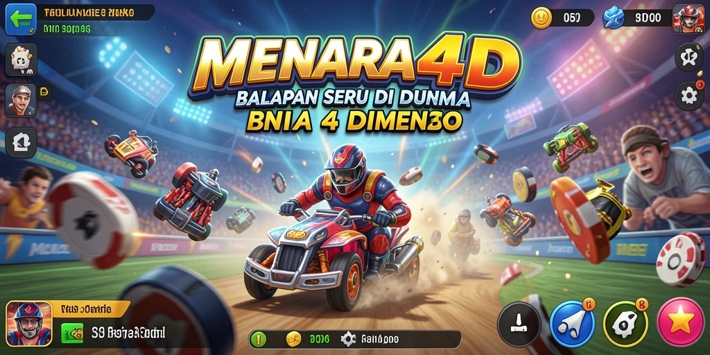 Screenshot MENARA4D menampilkan aksi balapan seru di trek 4 dimensi.