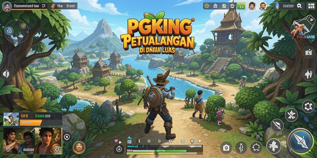 Tampilan gameplay PGKING yang menakjubkan di dunia terbuka.