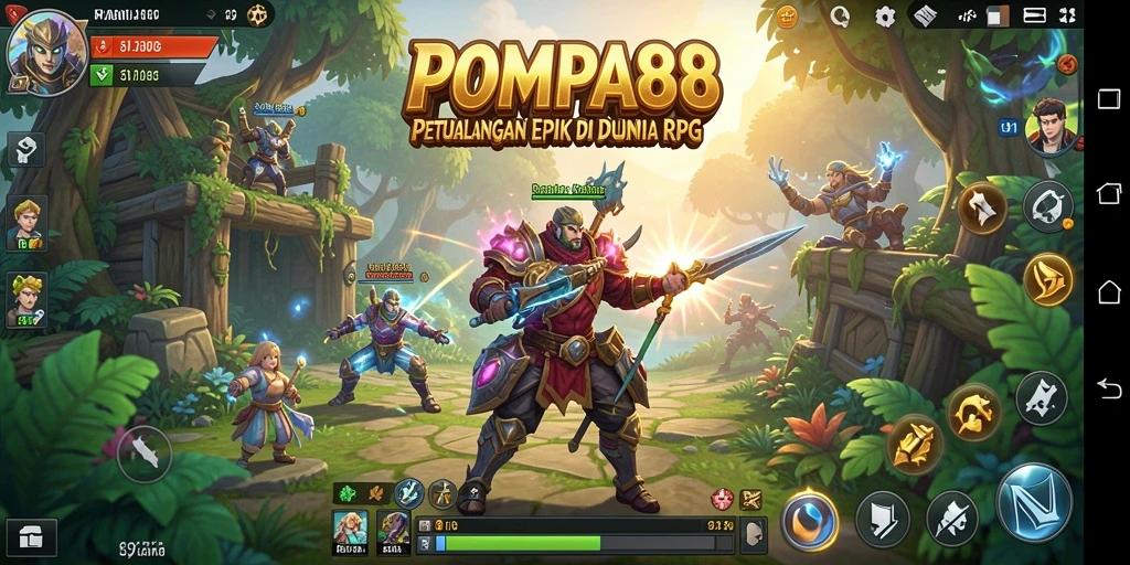 Screenshot gameplay POMPA88 dengan aksi bertarung yang dinamis.