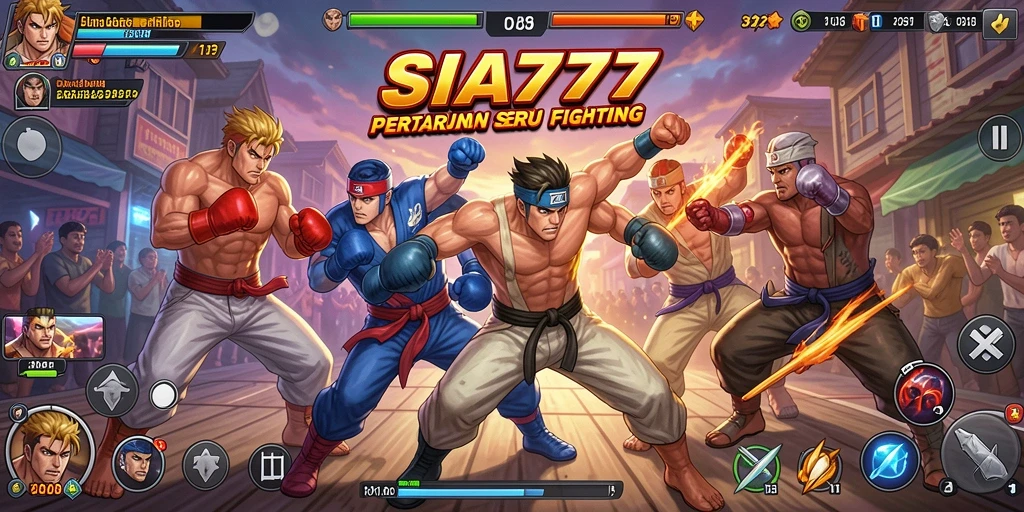 Tampilan gameplay SIA777 dengan karakter bertarung yang intens.
