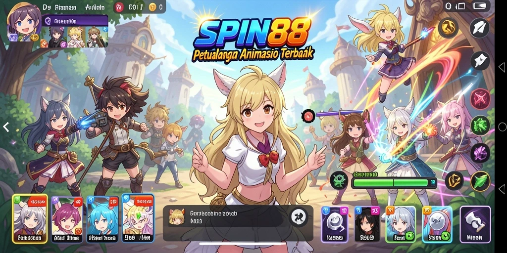 Tampilan gameplay SPIN88 yang mengesankan dengan karakter anime favorit.